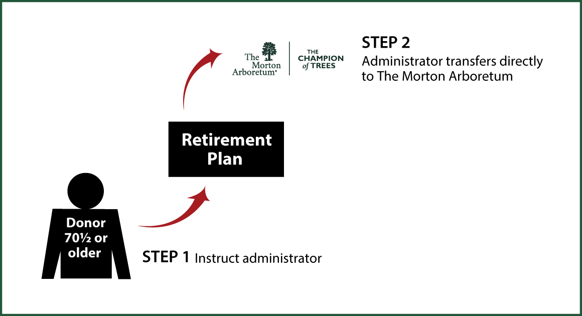 Gifts from Retirement Plans During Life Age 70½+ Diagram. Description of image is listed below.